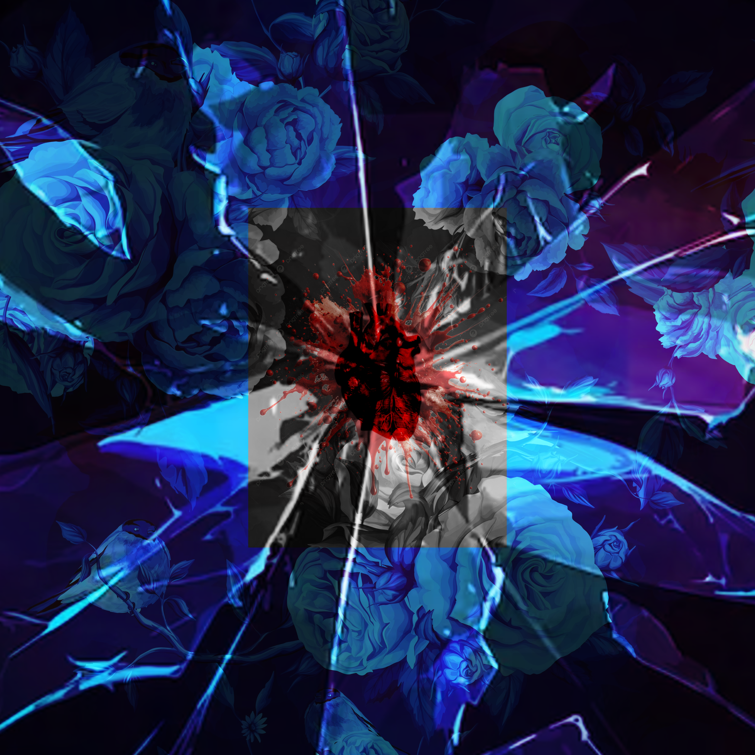 Blue Roses adorn these halls, only visible through the shattered glass of your psyche. We wary that they do not stab your heart as they did Mine.